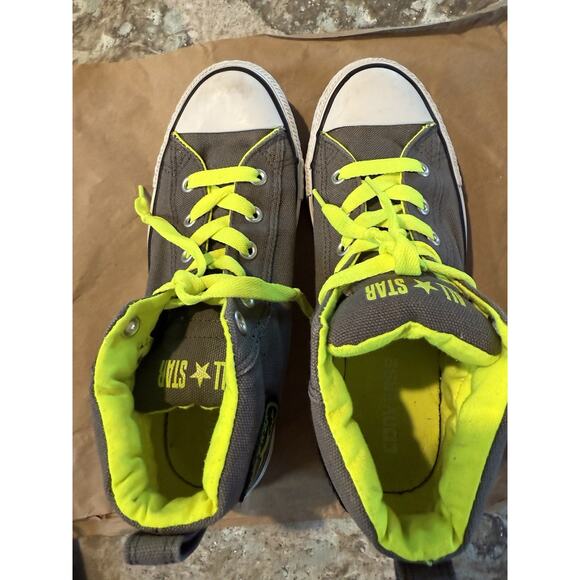 Mens‎ Converse All Stars sz 7 grey neon green 3/4 Top  Chucks sneakers skater - Picture 8 of 13